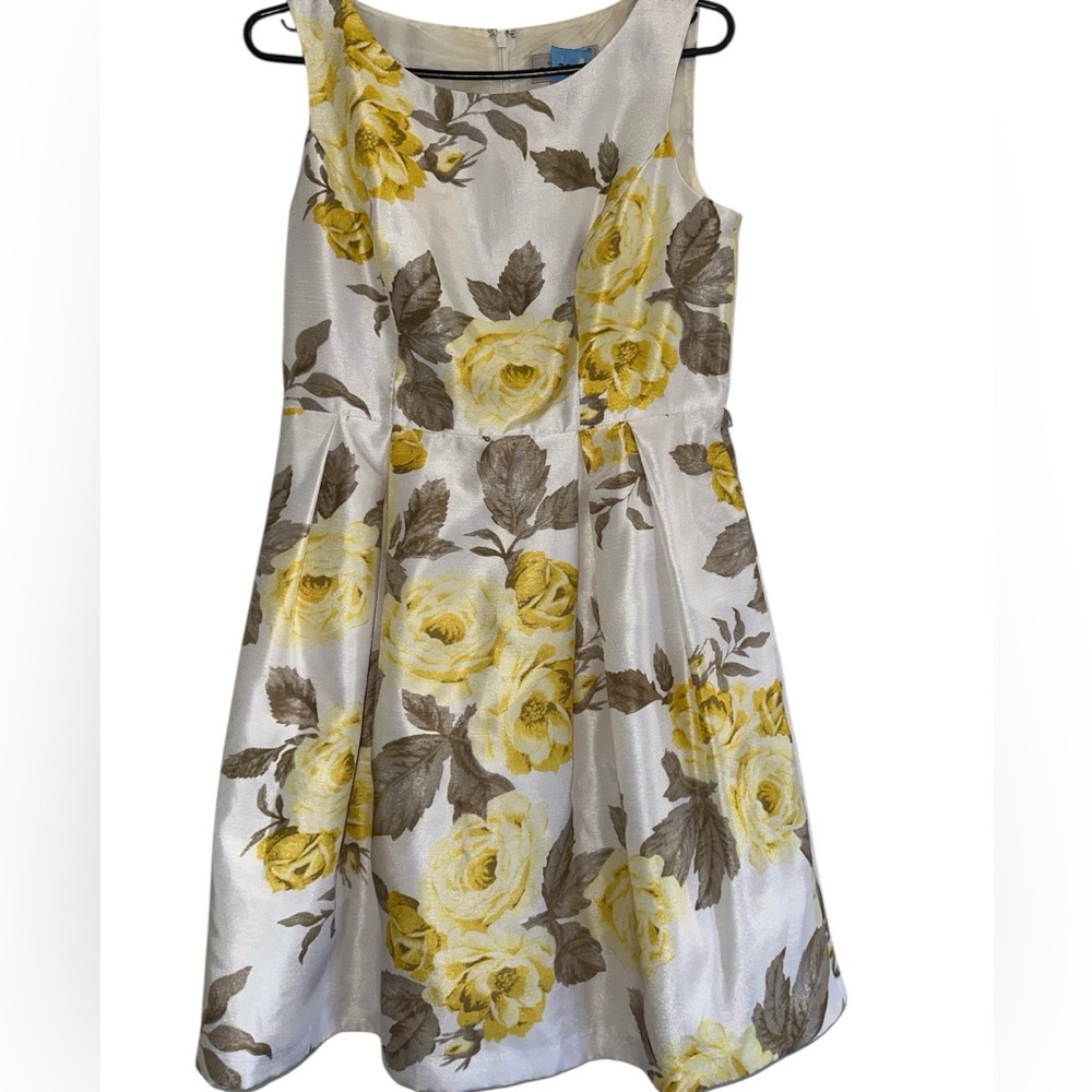 Jessica Howard Yellow and Brown Floral Formal Dress